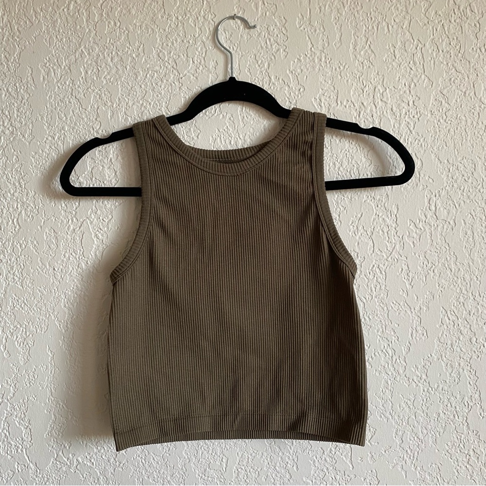 Harlow Brown Fitted Crop Tank Top